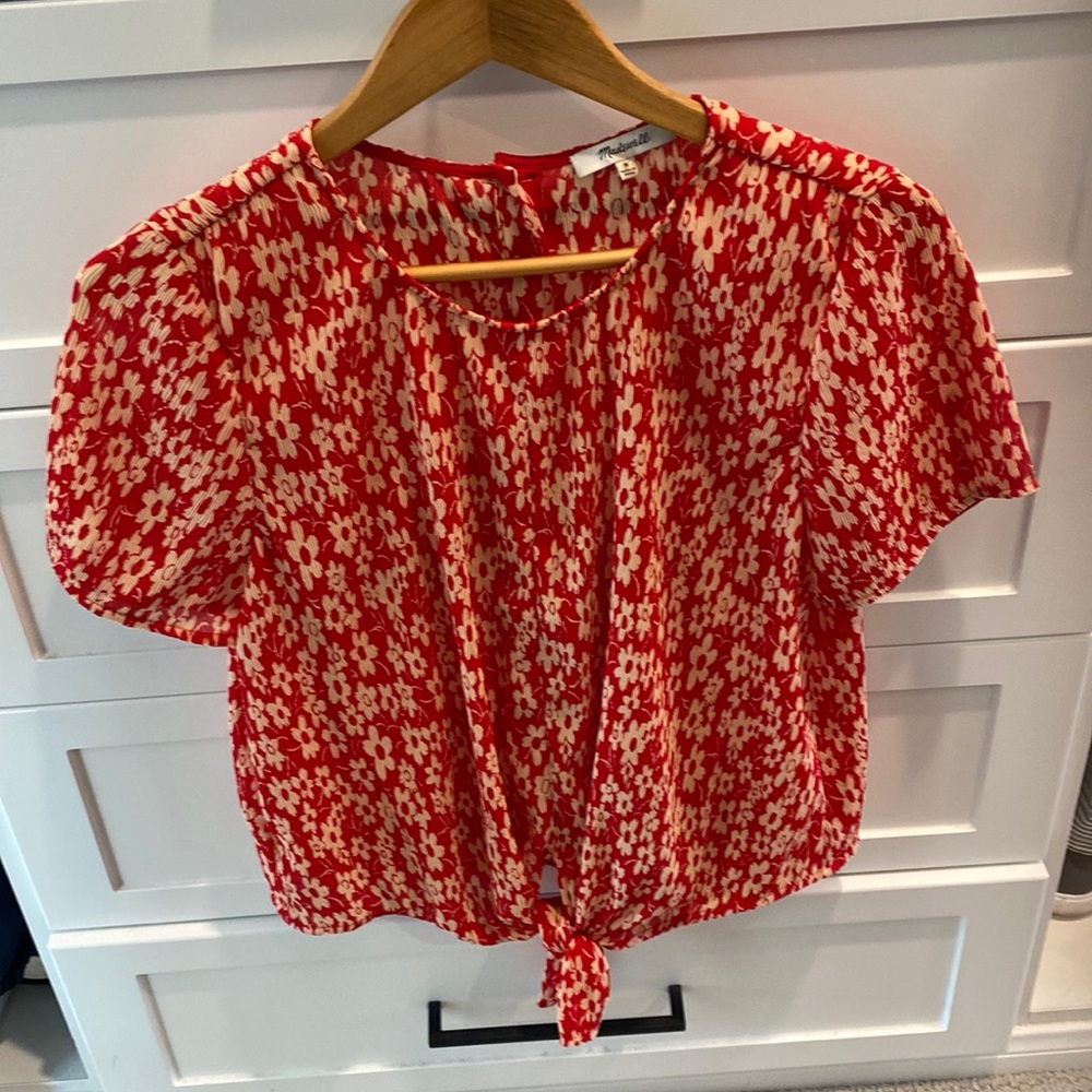 Madewell top Medium  floral red